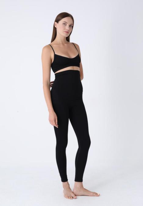 Colanți Modelatori Postnatali, cu Talie înaltă și Bandă Lată de Susținere,Culoare Negru,Engros